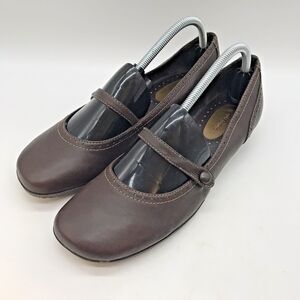 Croft & Barrow Kala Brown Mary Janes Women's 10M Leather 73277 Comfort Wedge